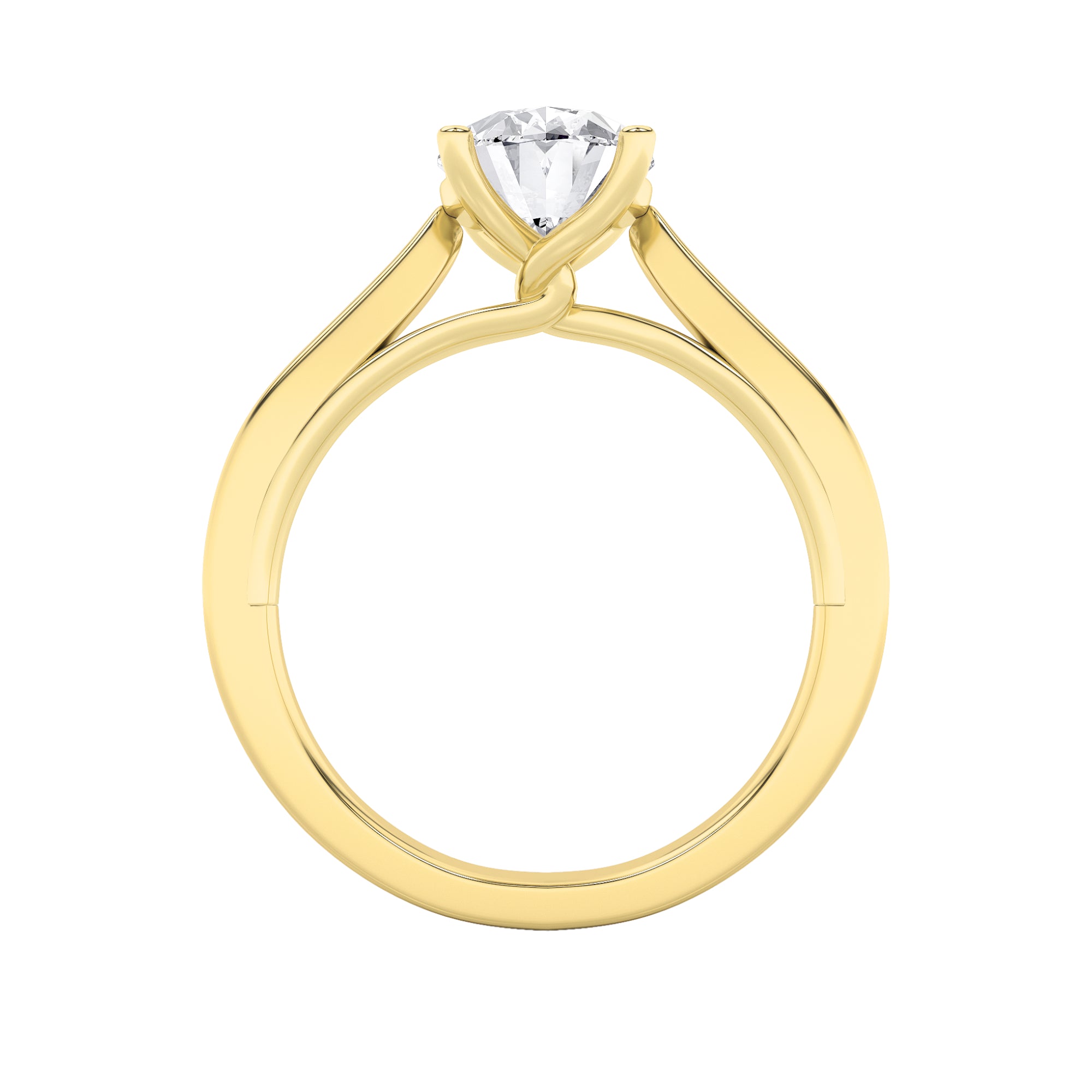 3CTW Oval Shaped Lab Grown Diamond (G/VS) Twisted Basket Cathedral Shank Solitaire Ring in 14K Gold