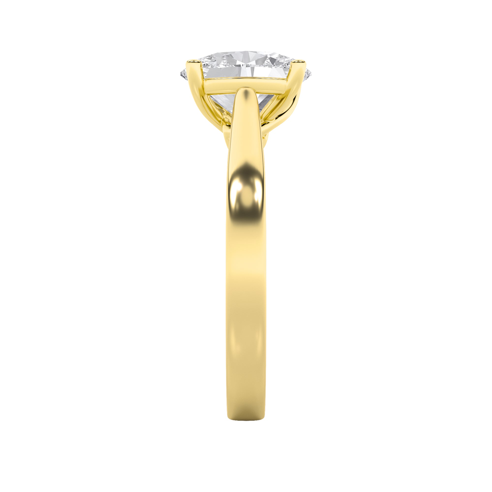 3CTW Oval Shaped Lab Grown Diamond (G/VS) Twisted Basket Cathedral Shank Solitaire Ring in 14K Gold