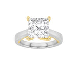 1CTW Princess Shaped Lab Grown Diamond (F/VS) Two Tone Twisted Basket Cathedral Shank Solitaire Ring in 14K Gold