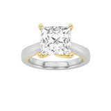 2CTW Princess Shaped Lab Grown Diamond (F/VS) Two Tone Twisted Basket Cathedral Shank Solitaire Ring in 14K Gold