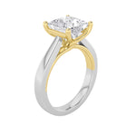 2CTW Princess Shaped Lab Grown Diamond (F/VS) Two Tone Twisted Basket Cathedral Shank Solitaire Ring in 14K Gold