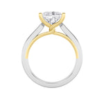 2CTW Princess Shaped Lab Grown Diamond (F/VS) Two Tone Twisted Basket Cathedral Shank Solitaire Ring in 14K Gold