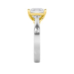 2CTW Princess Shaped Lab Grown Diamond (F/VS) Two Tone Twisted Basket Cathedral Shank Solitaire Ring in 14K Gold