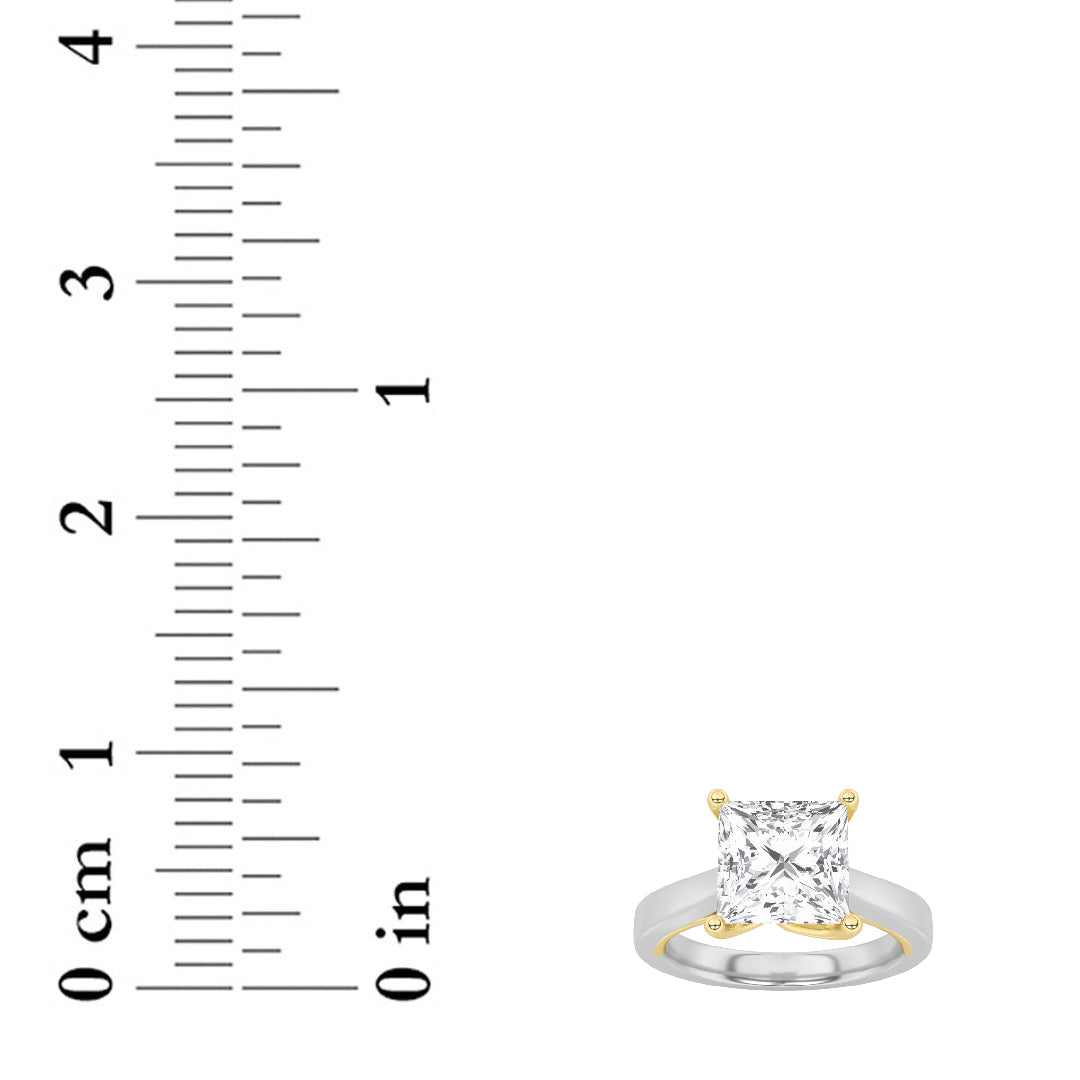 2CTW Princess Shaped Lab Grown Diamond (F/VS) Two Tone Twisted Basket Cathedral Shank Solitaire Ring in 14K Gold