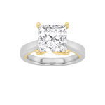 3CTW Princess Shaped Lab Grown Diamond (F/VS) Two Tone Twisted Basket Cathedral Shank Solitaire Ring in 14K Gold