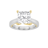 3CTW Princess Shaped Lab Grown Diamond (F/VS) Two Tone Twisted Basket Cathedral Shank Solitaire Ring in 14K Gold