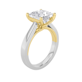 3CTW Princess Shaped Lab Grown Diamond (F/VS) Two Tone Twisted Basket Cathedral Shank Solitaire Ring in 14K Gold