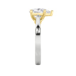1CTW Pear Shaped Lab Grown Diamond (F/VS) Two Tone Twisted Basket Cathedral Shank Solitaire Ring in 14K Gold