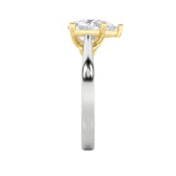1CTW Pear Shaped Lab Grown Diamond (F/VS) Two Tone Twisted Basket Cathedral Shank Solitaire Ring in 14K Gold