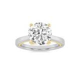 2CTW Round Shaped Lab Grown Diamond (G/VS) Two Tone Twisted Basket Cathedral Shank Solitaire Ring in 14K Gold