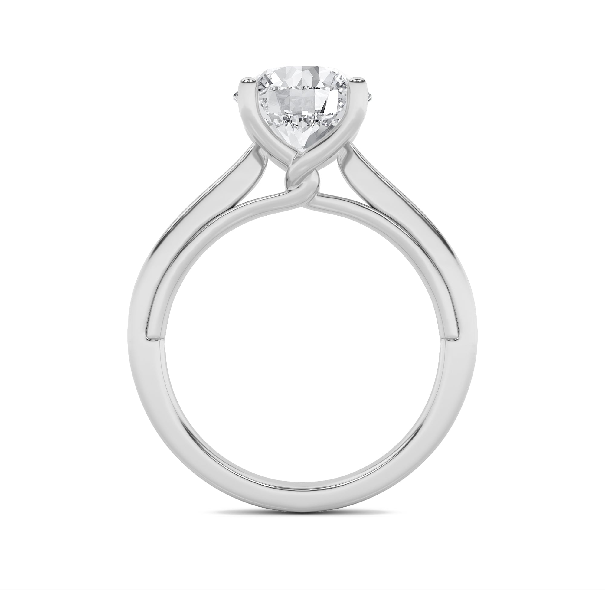 3CTW Round Shaped Lab Grown Diamond (G/VS) Twisted Basket Cathedral Shank Solitaire Ring in 14K Gold
