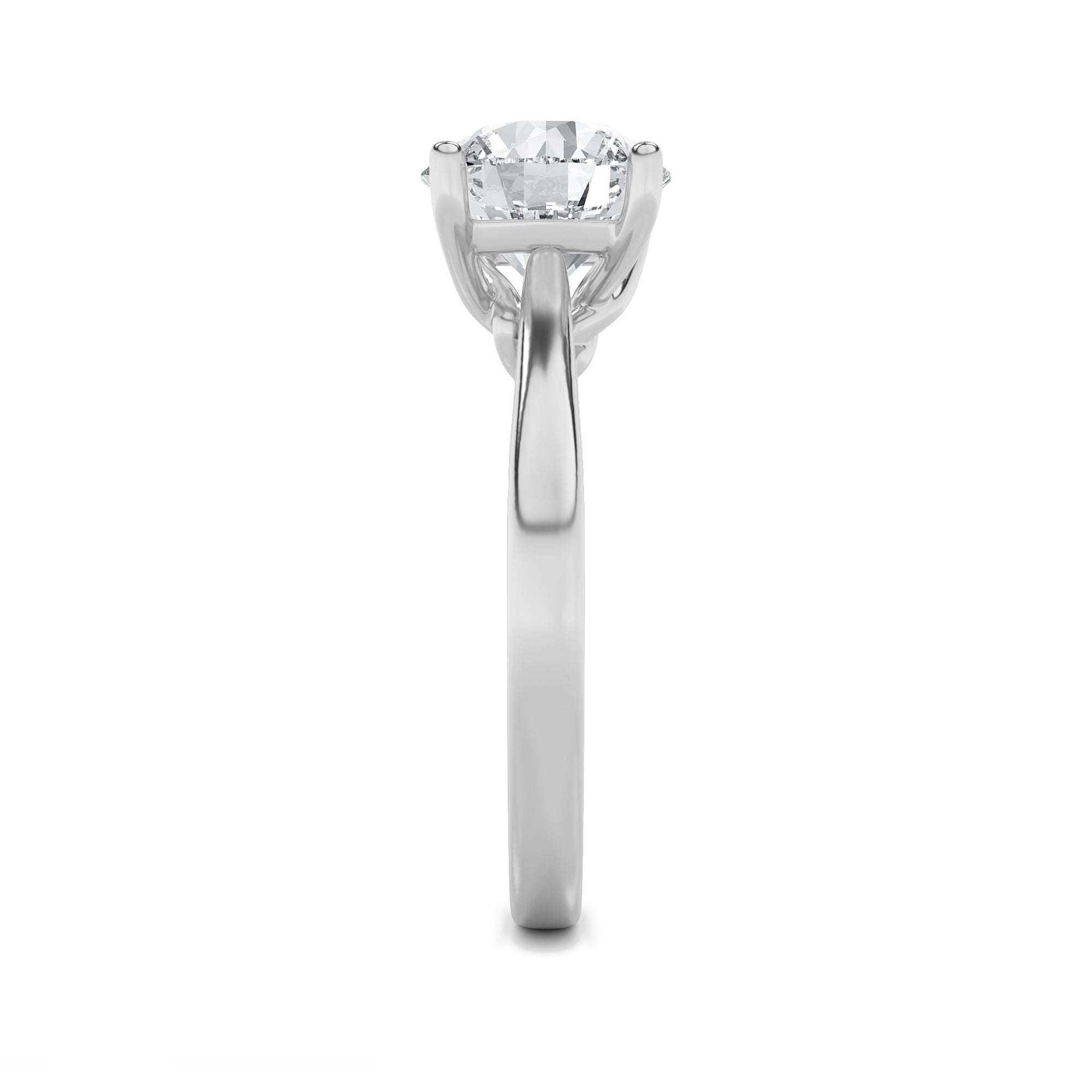 3CTW Round Shaped Lab Grown Diamond (G/VS) Twisted Basket Cathedral Shank Solitaire Ring in 14K Gold
