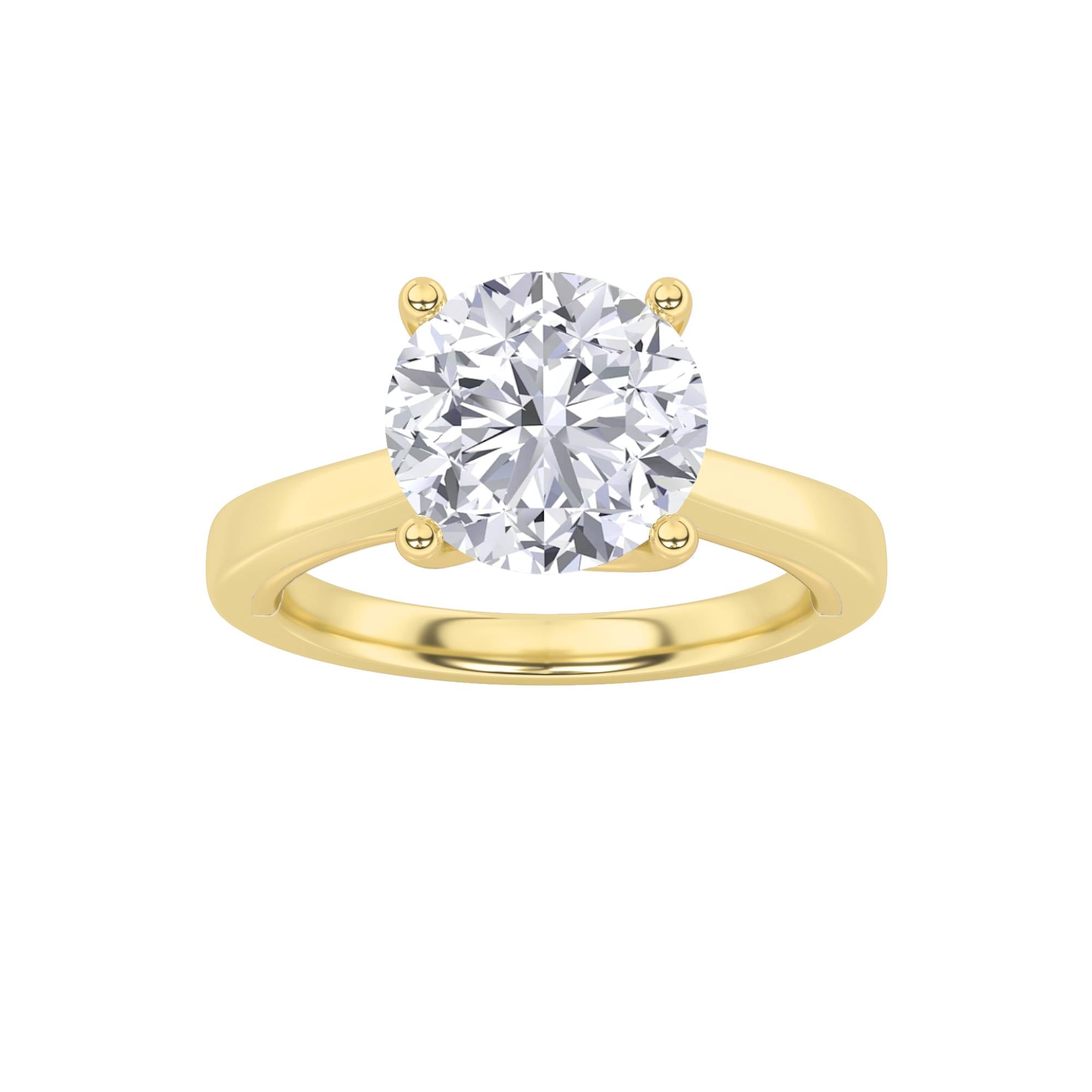 3CTW Round Shaped Lab Grown Diamond (G/VS) Twisted Basket Cathedral Shank Solitaire Ring in 14K Gold