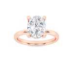 2CTW Oval Shaped Lab Grown Diamond (F/VS) Hidden Halo Petite Shank Ring in 14K Gold