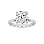 2CTW Round Shaped Lab Grown Diamond (F/VS) Hidden Halo Petite Shank Ring in 14K Gold