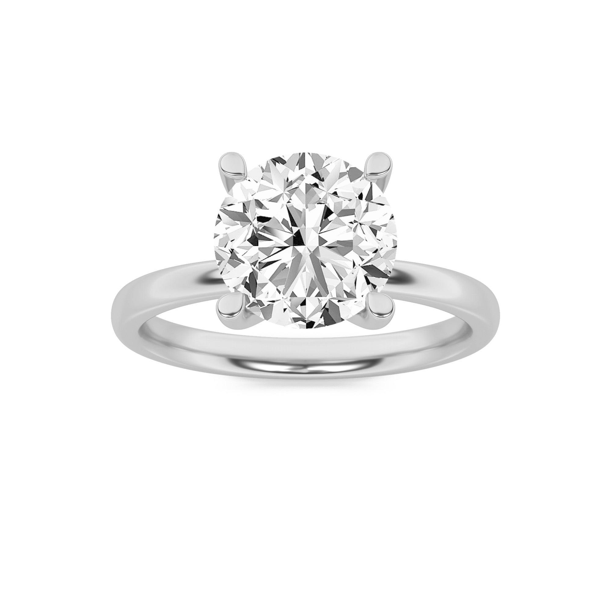 2CTW Round Shaped Lab Grown Diamond (F/VS) Hidden Halo Petite Shank Ring in 14K Gold