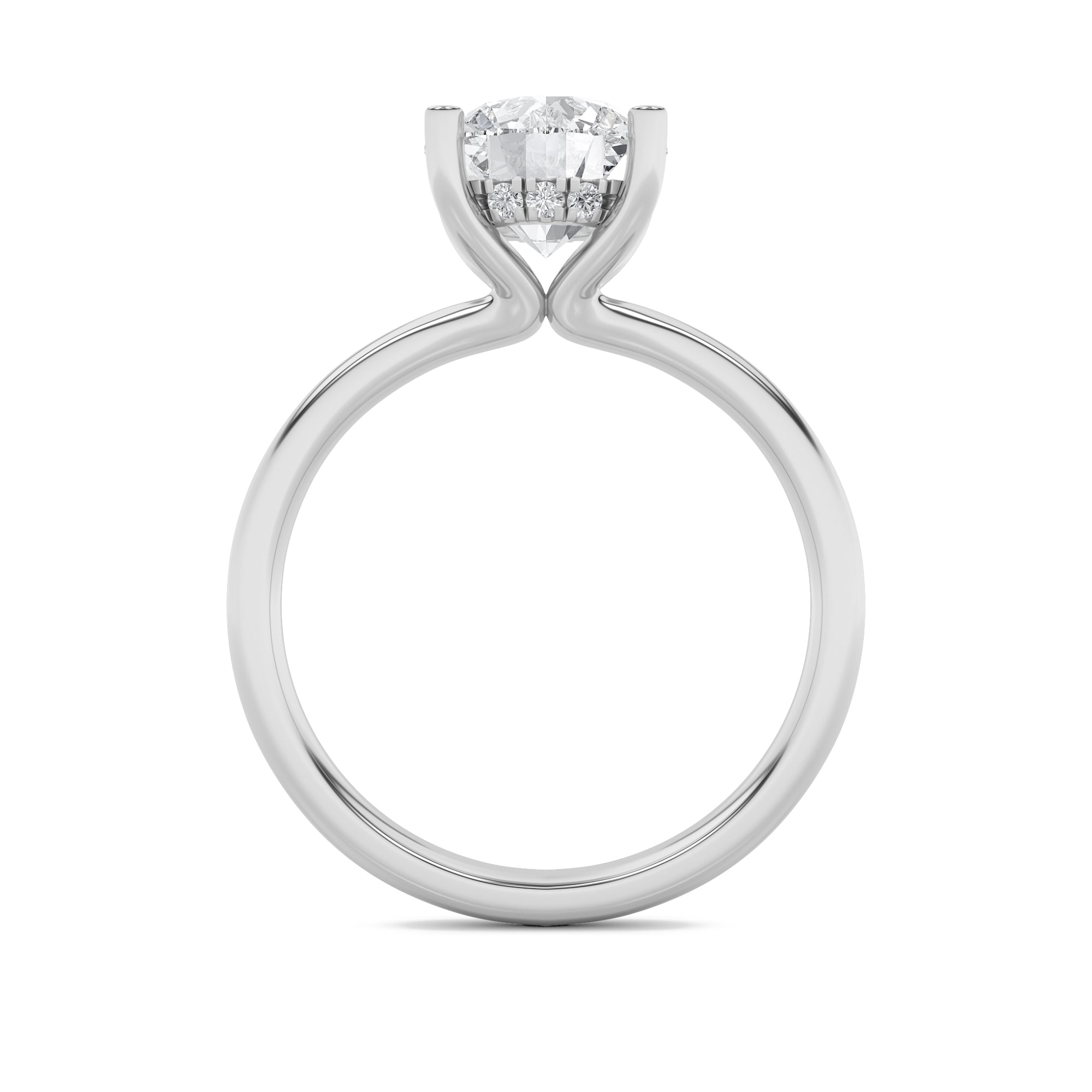 2CTW Round Shaped Lab Grown Diamond (F/VS) Hidden Halo Petite Shank Ring in 14K Gold