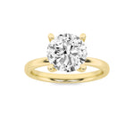 2CTW Round Shaped Lab Grown Diamond (F/VS) Hidden Halo Petite Shank Ring in 14K Gold