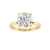 2CTW Round Shaped Lab Grown Diamond (F/VS) Hidden Halo Petite Shank Ring in 14K Gold