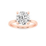 2CTW Round Shaped Lab Grown Diamond (F/VS) Hidden Halo Petite Shank Ring in 14K Gold