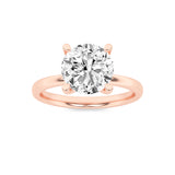 2CTW Round Shaped Lab Grown Diamond (F/VS) Hidden Halo Petite Shank Ring in 14K Gold