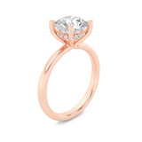 2CTW Round Shaped Lab Grown Diamond (F/VS) Hidden Halo Petite Shank Ring in 14K Gold
