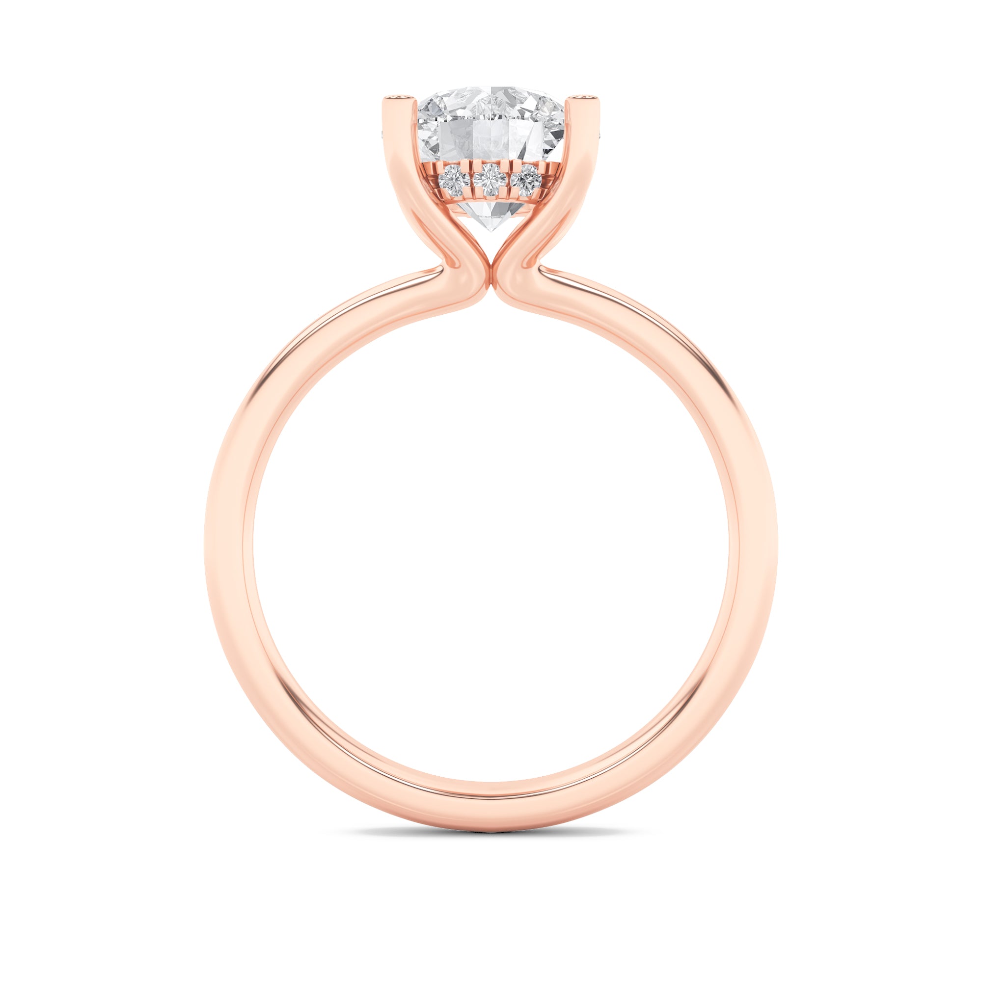 2CTW Round Shaped Lab Grown Diamond (F/VS) Hidden Halo Petite Shank Ring in 14K Gold