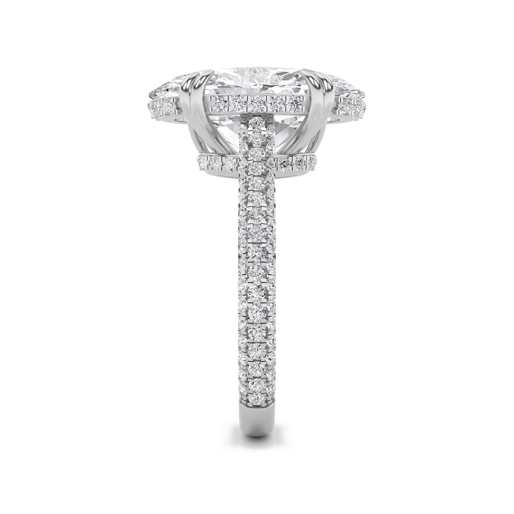 7CTW Oval Shaped Lab Grown Diamond (F/VS) Bold Statement Accented Ring in 14K Gold