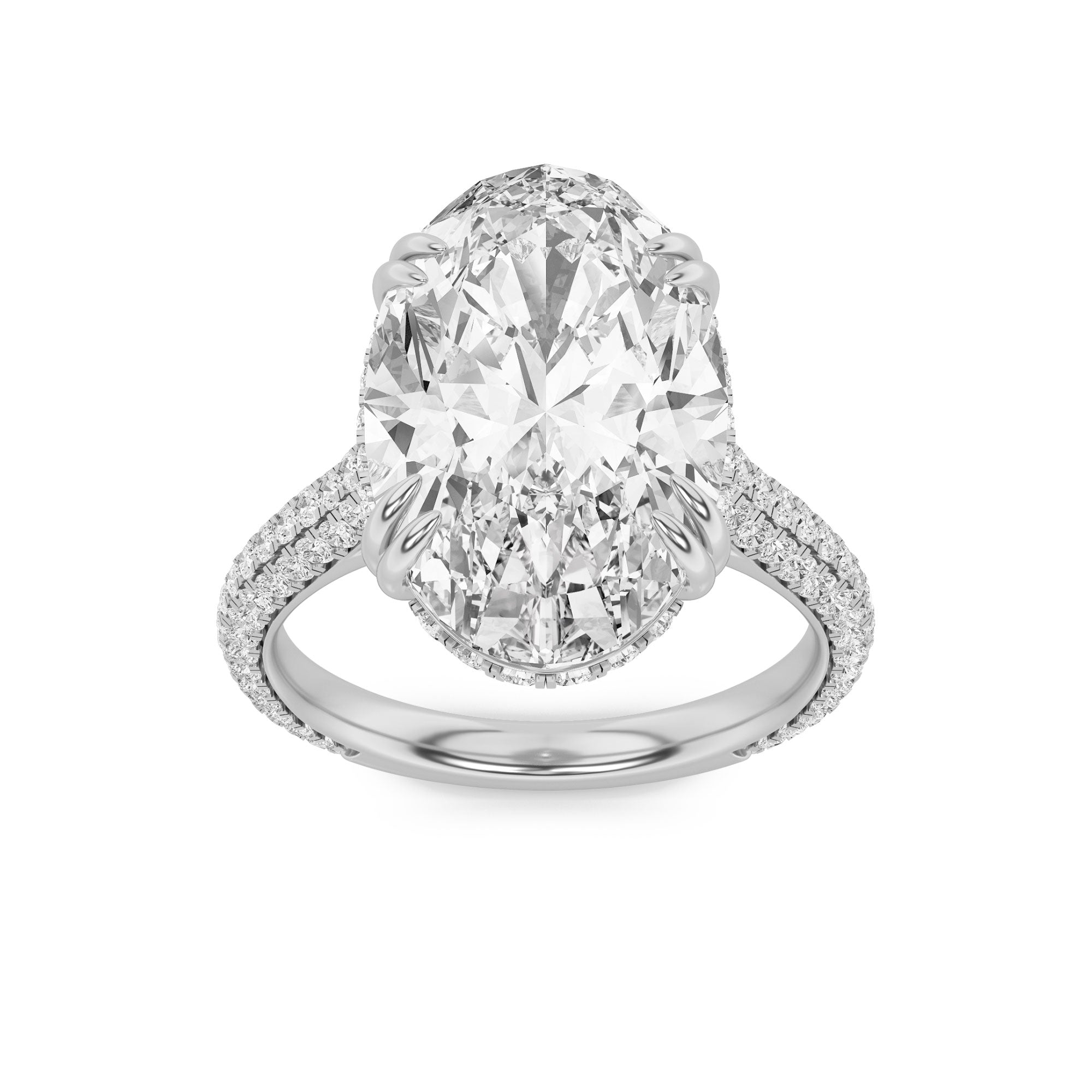 7CTW Oval Shaped Lab Grown Diamond (G/VS) Bold Statement Accented Ring in 14K Gold