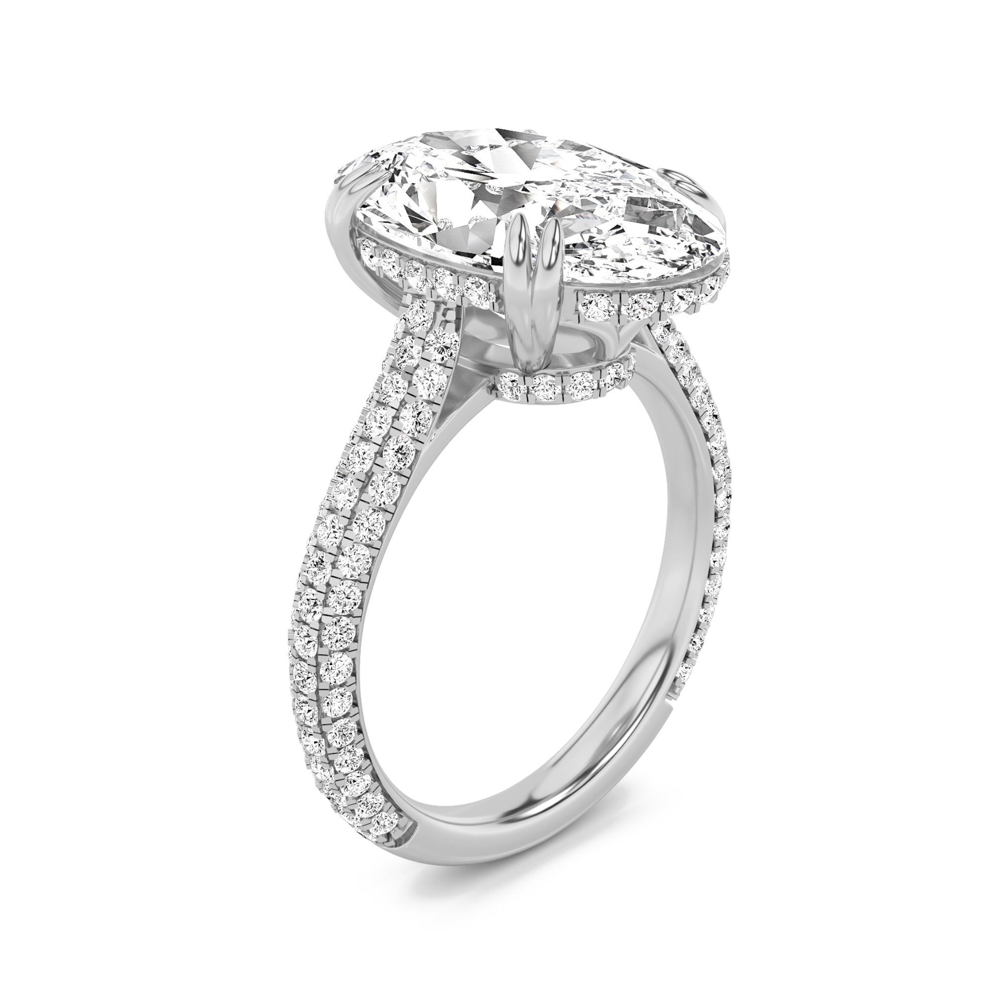 7CTW Oval Shaped Lab Grown Diamond (G/VS) Bold Statement Accented Ring in 14K Gold