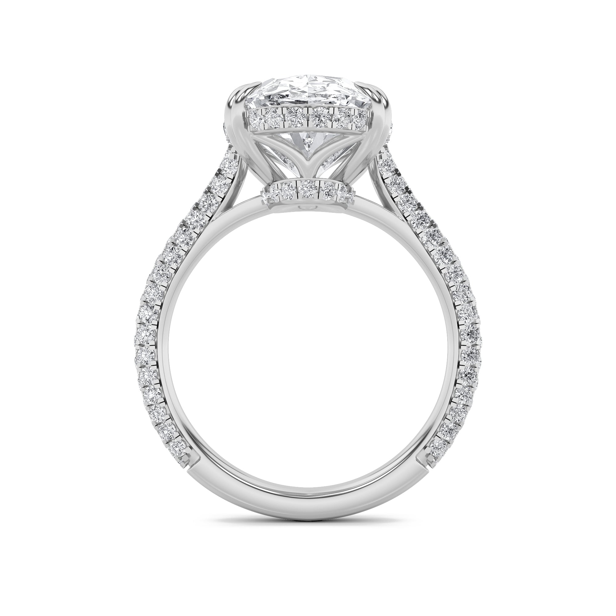 7CTW Oval Shaped Lab Grown Diamond (G/VS) Bold Statement Accented Ring in 14K Gold