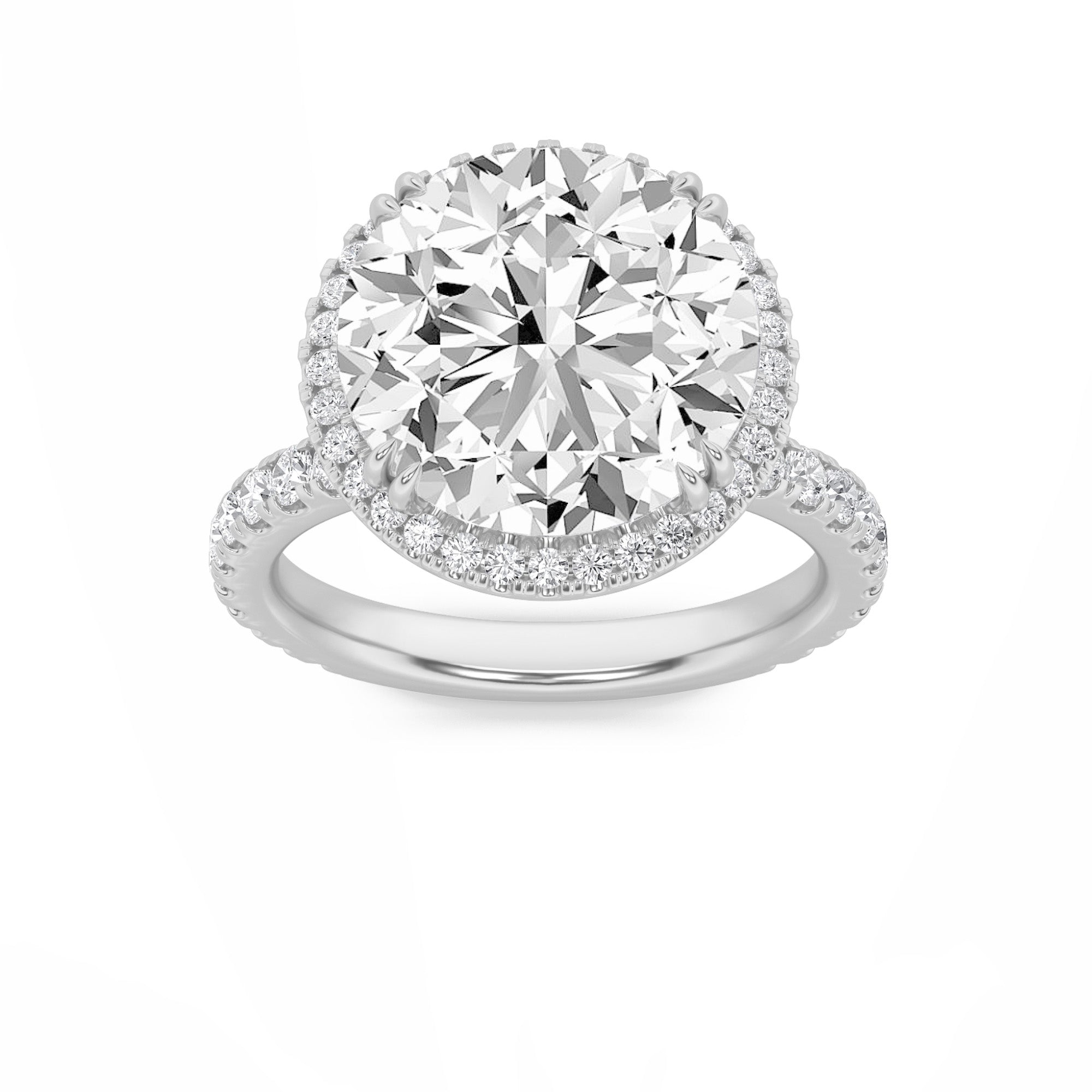6CTW Round Shaped Lab Grown Diamond (F/VS) Bold Statement Accented Ring in 14K Gold