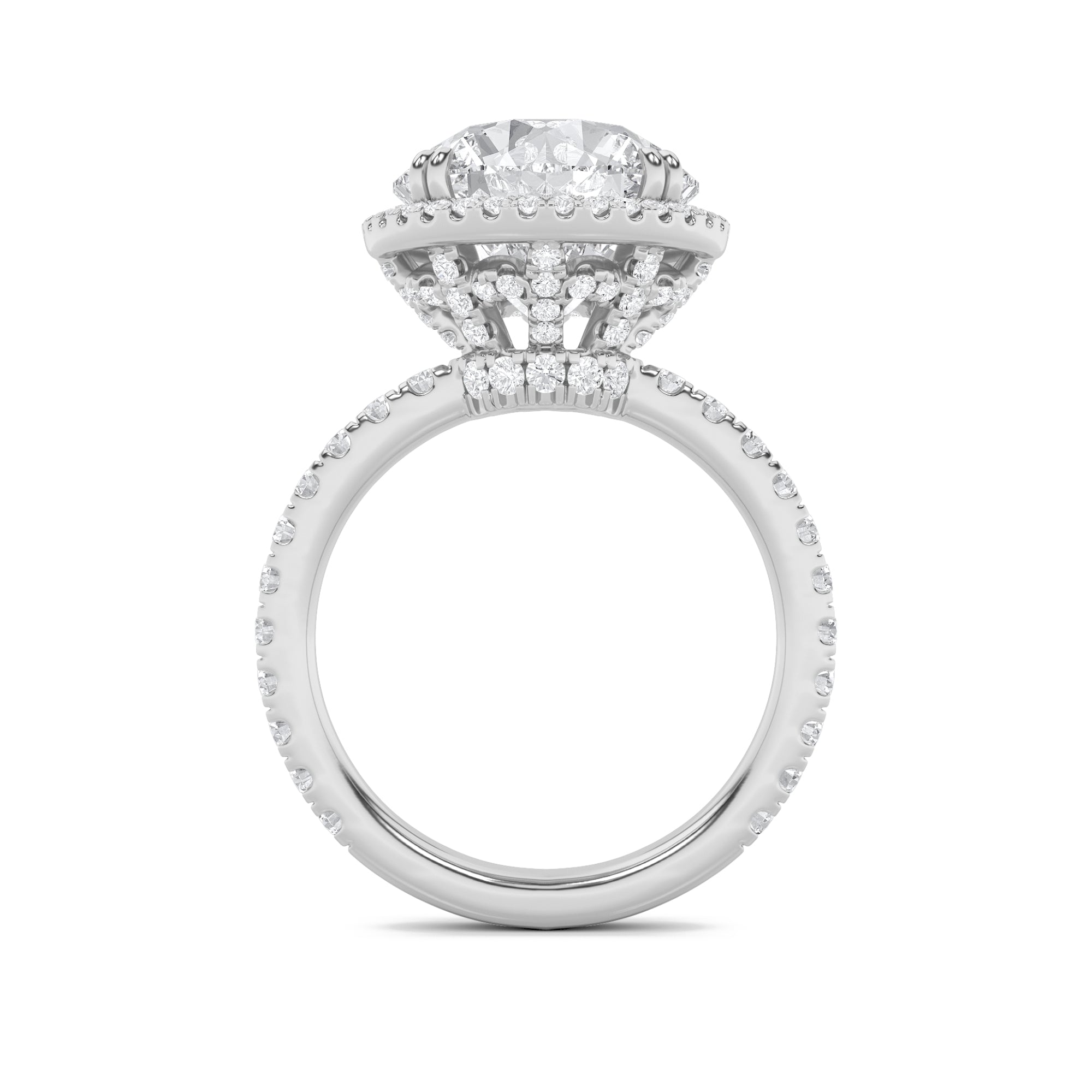 6CTW Round Shaped Lab Grown Diamond (F/VS) Bold Statement Accented Ring in 14K Gold