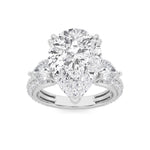 6.75CTW Pear Shaped Lab Grown Diamond (F/VS) Bold Statement Accented Ring in 14K Gold