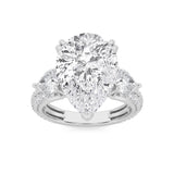 6.75CTW Pear Shaped Lab Grown Diamond (F/VS) Bold Statement Accented Ring in 14K Gold
