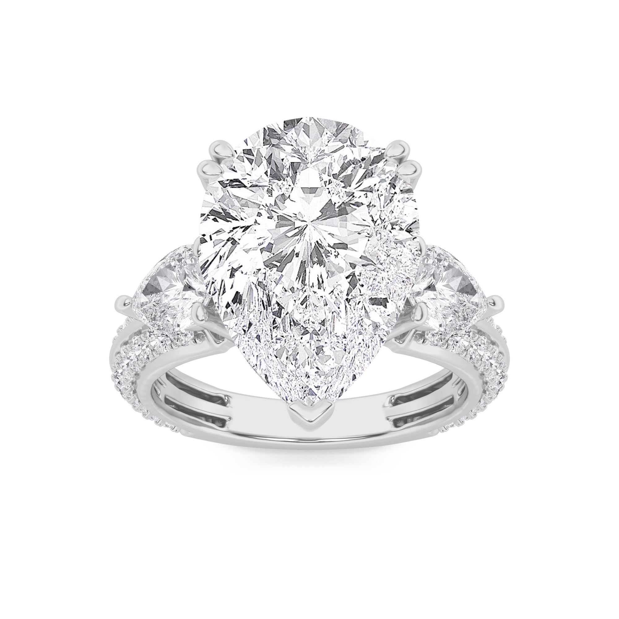 6.75CTW Pear Shaped Lab Grown Diamond (F/VS) Bold Statement Accented Ring in 14K Gold
