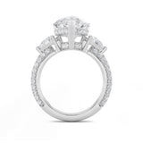 6.75CTW Pear Shaped Lab Grown Diamond (F/VS) Bold Statement Accented Ring in 14K Gold