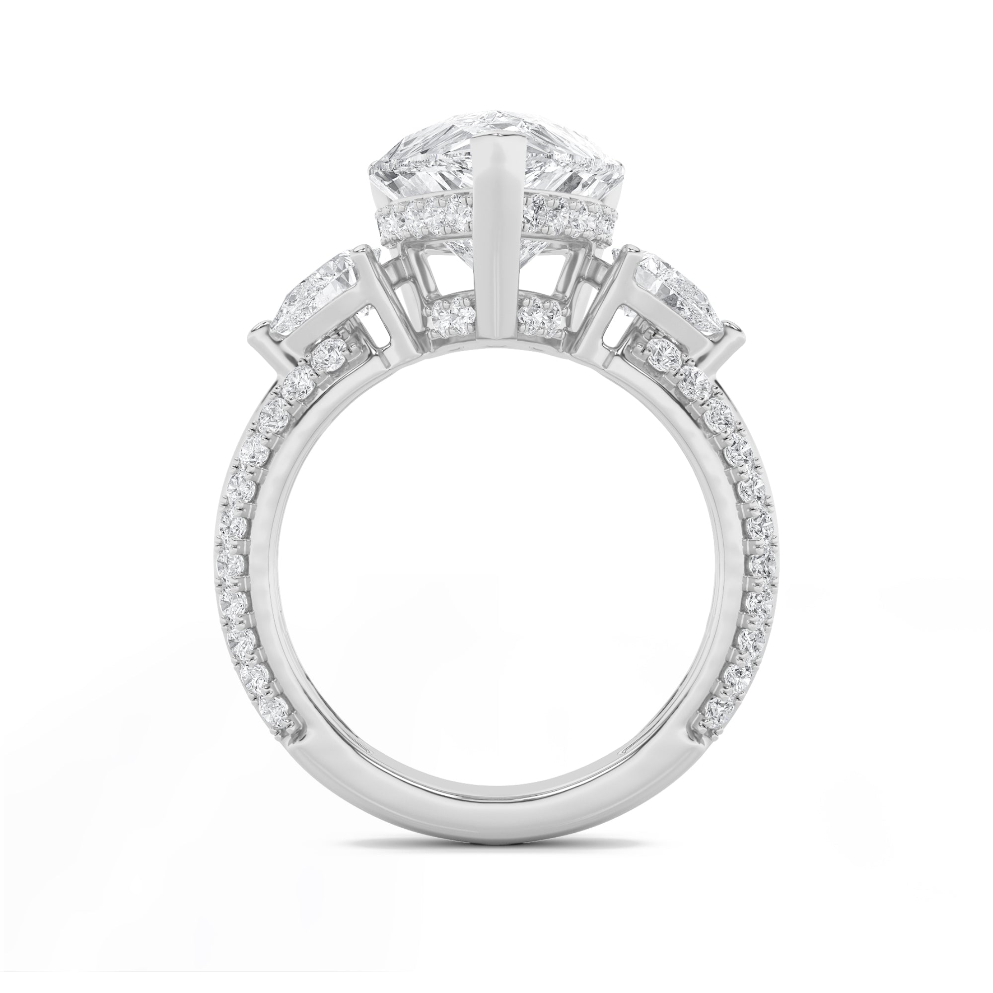 6.75CTW Pear Shaped Lab Grown Diamond (F/VS) Bold Statement Accented Ring in 14K Gold