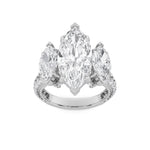 7.75CTW Marquise Shaped Lab Grown Diamond (F/VS) Bold Statement Accented Ring in 14K Gold
