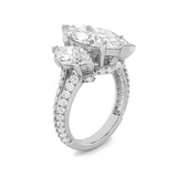 7.75CTW Marquise Shaped Lab Grown Diamond (F/VS) Bold Statement Accented Ring in 14K Gold