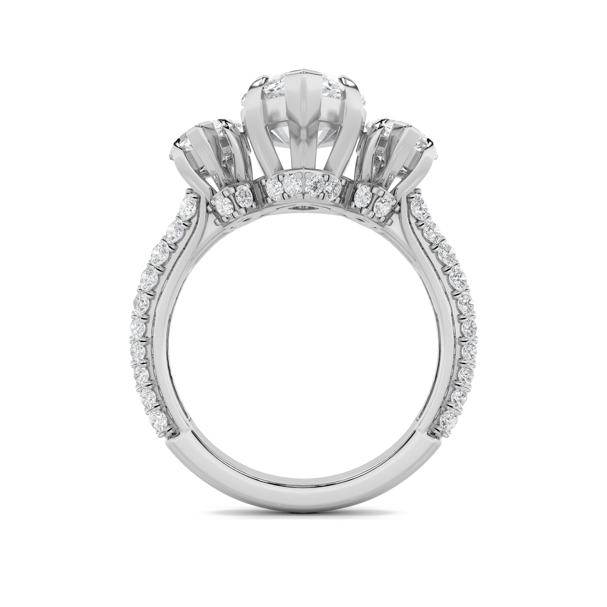 7.75CTW Marquise Shaped Lab Grown Diamond (F/VS) Bold Statement Accented Ring in 14K Gold