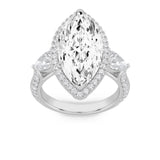 6.5CTW Marquise Shaped Lab Grown Diamond (G/VS) Bold Statement Accented Ring in 14K Gold