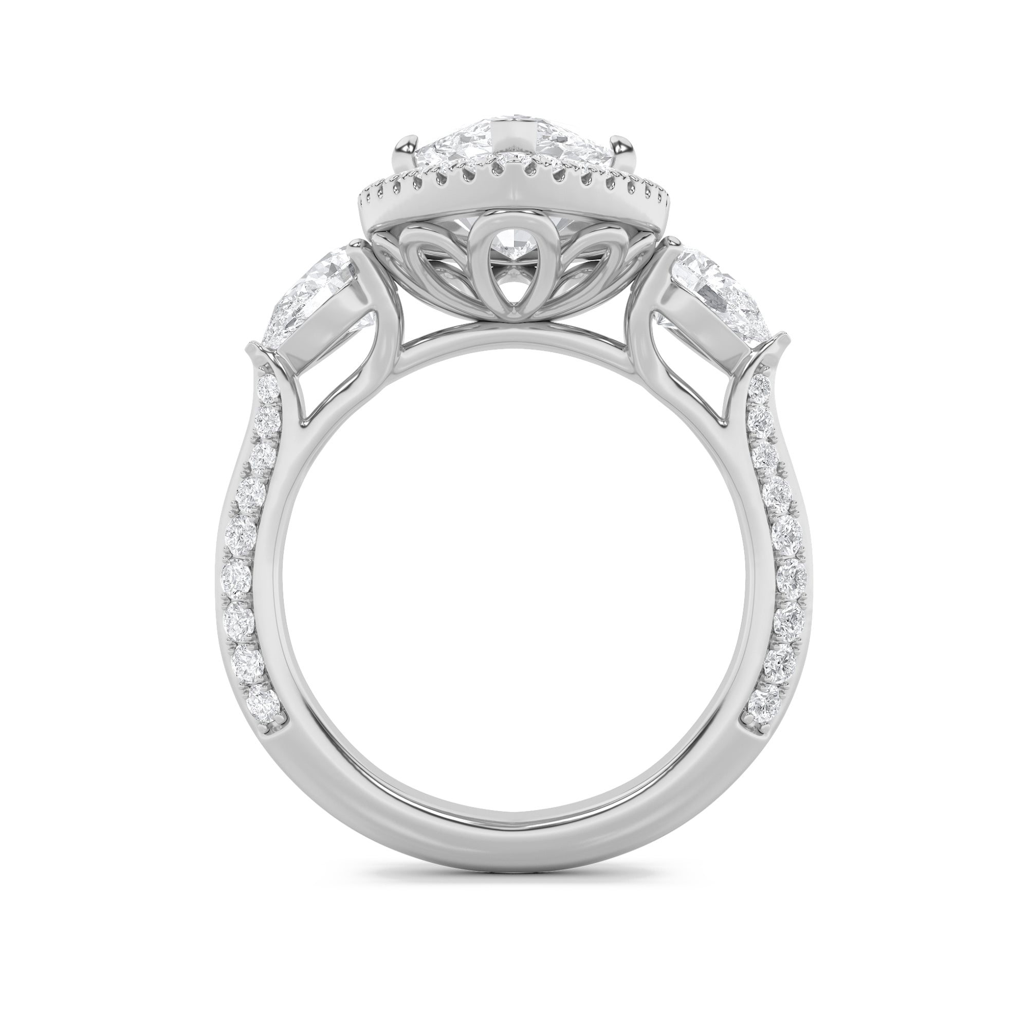 6.5CTW Marquise Shaped Lab Grown Diamond (G/VS) Bold Statement Accented Ring in 14K Gold
