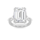 8.5CTW Emerald Shaped Lab Grown Diamond (F/VS) Bold Statement Accented Ring in 14K Gold