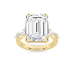 8.5CTW Emerald Shaped Lab Grown Diamond (G/VS) Bold Statement Accented Ring in 14K Gold
