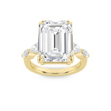 8.5CTW Emerald Shaped Lab Grown Diamond (G/VS) Bold Statement Accented Ring in 14K Gold