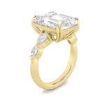 8.5CTW Emerald Shaped Lab Grown Diamond (G/VS) Bold Statement Accented Ring in 14K Gold