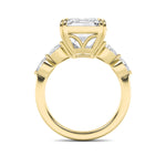 8.5CTW Emerald Shaped Lab Grown Diamond (G/VS) Bold Statement Accented Ring in 14K Gold