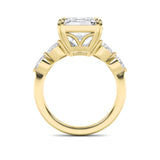 8.5CTW Emerald Shaped Lab Grown Diamond (G/VS) Bold Statement Accented Ring in 14K Gold