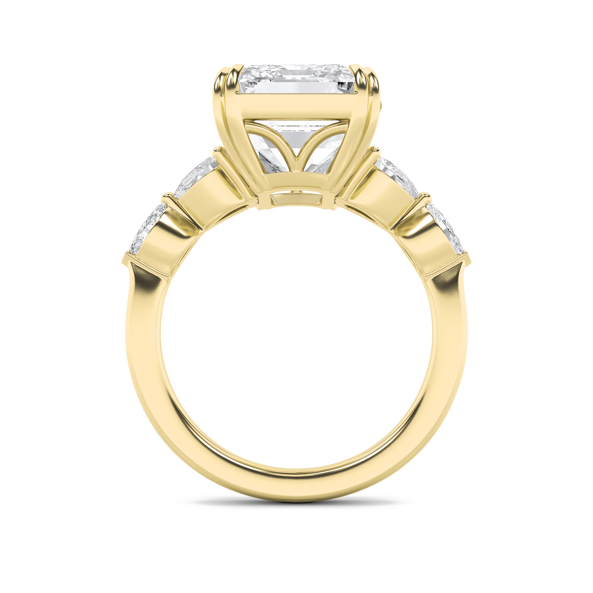 8.5CTW Emerald Shaped Lab Grown Diamond (G/VS) Bold Statement Accented Ring in 14K Gold